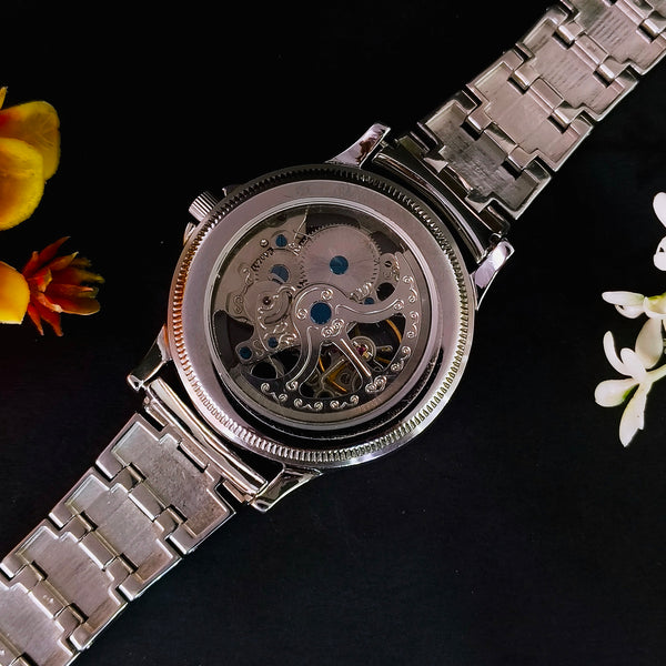 Men’s 92.5 Sterling Silver Open-Heart Watch