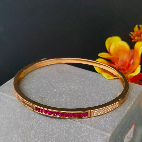 92.5 Sterling Silver Ruby Red & Rose Gold Luxury Kada