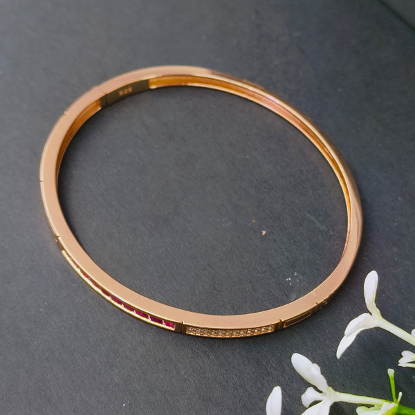 92.5 Sterling Silver Ruby Red & Rose Gold Luxury Kada