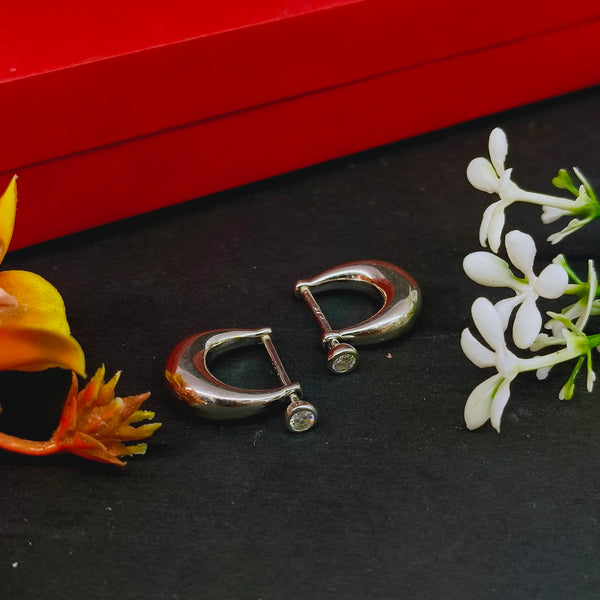 92.5 Sterling Silver Minimalist Solitaire Hoop Earrings