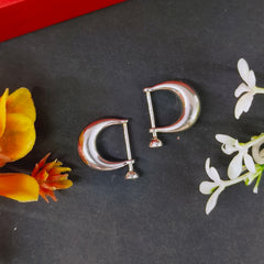 92.5 Sterling Silver Minimalist Solitaire Hoop Earrings