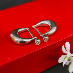 92.5 Sterling Silver Minimalist Solitaire Hoop Earrings