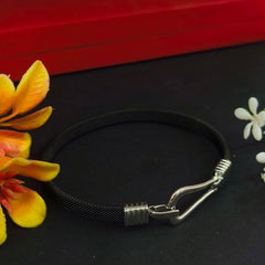 92.5 Sterling Silver Baguette Diamond Statement Bangle