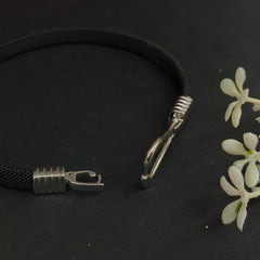 92.5 Sterling Silver Baguette Diamond Statement Bangle