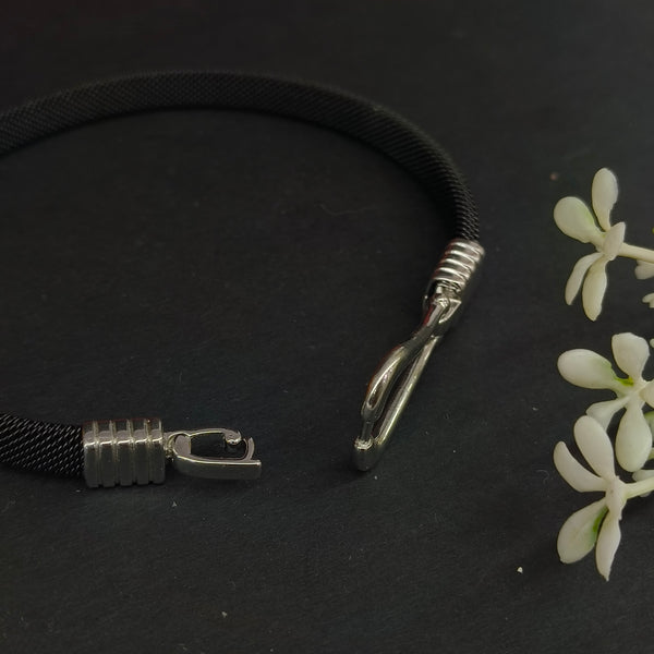 92.5 Sterling Silver Baguette Diamond Statement Bangle