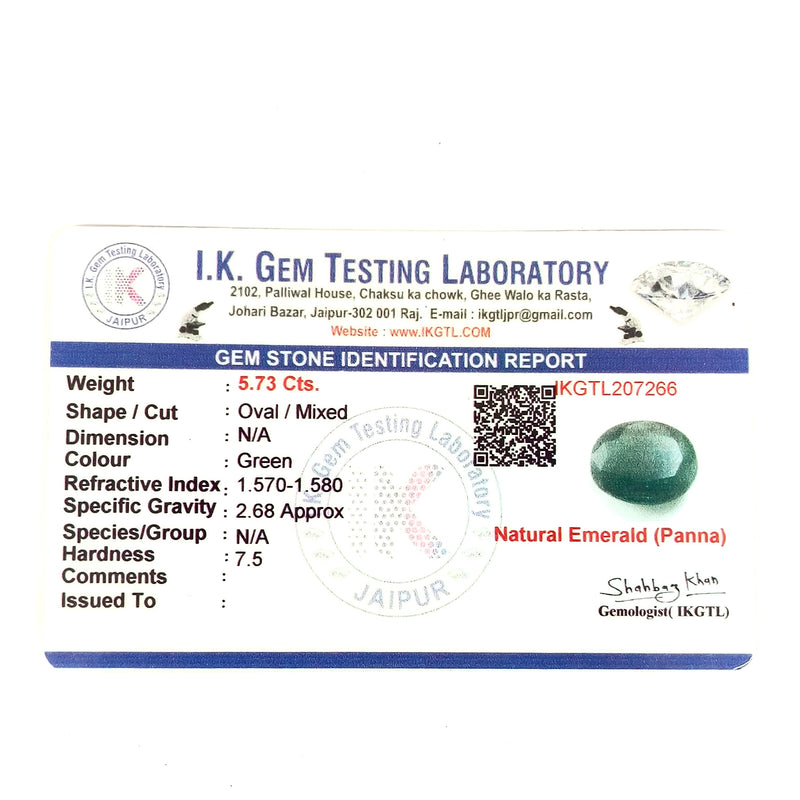 Natural Emerald (Panna) Gemstone – Oval Cut Certified Green Stone