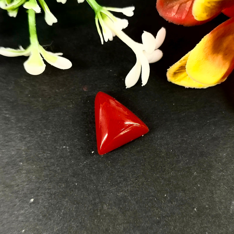 Natural Red Coral (Moonga) Triangular-Cut Loose Gemstone
