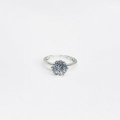 Silver Round Brilliant Diamond Cut Zirconia Solitaire Ring
