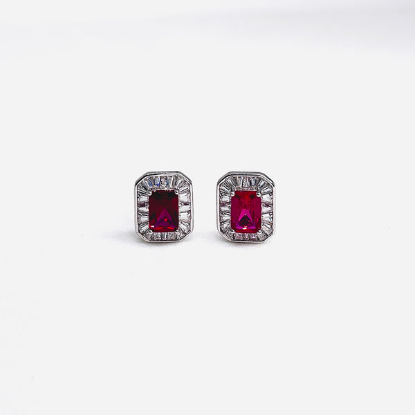 Silver CZ Stone Ruby Solitaire Top