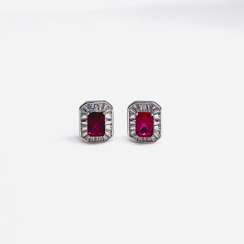 Silver CZ Stone Ruby Solitaire Top