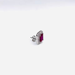 Silver CZ Stone Ruby Solitaire Top