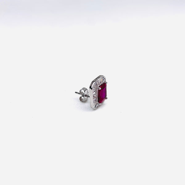Silver CZ Stone Ruby Solitaire Top