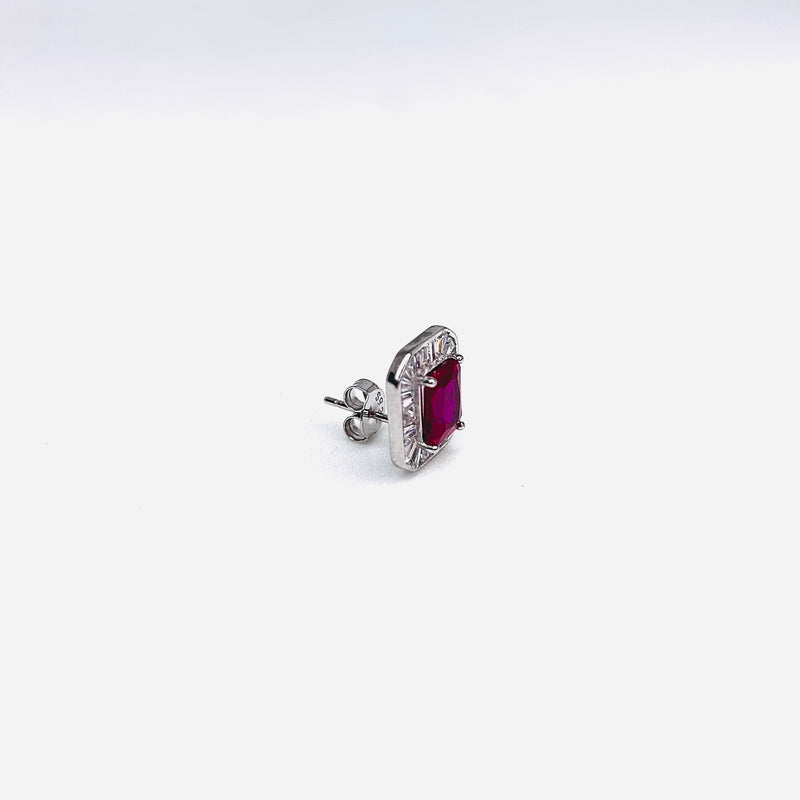 Silver CZ Stone Ruby Solitaire Top
