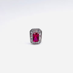 Silver CZ Stone Ruby Solitaire Top