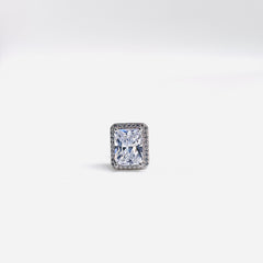 Silver CZ Stone With Square Solitaire Top