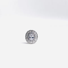 Silver CZ Stone With Round Solitaire Top