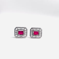 Silver CZ Stone With Ruby Solitaire Top
