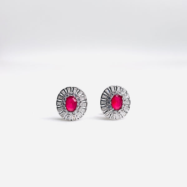 Silver CZ Stone With Ruby Solitaire Top