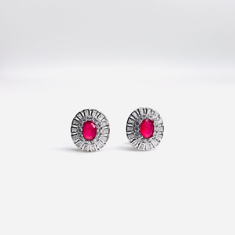 Silver CZ Stone With Ruby Solitaire Top