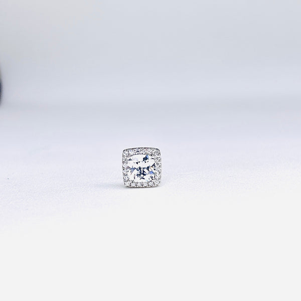 Silver Cz Stone With Round Solitaire Top