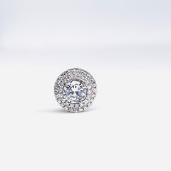 Silver CZ Stone With Round Solitaire Top