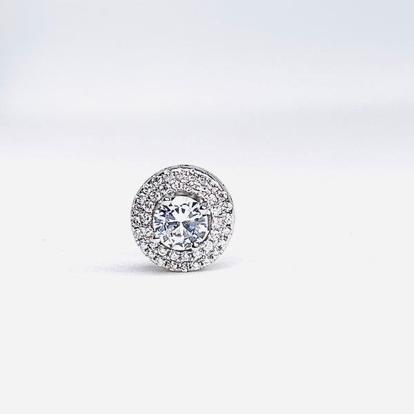 Silver CZ Stone With Round Solitaire Top