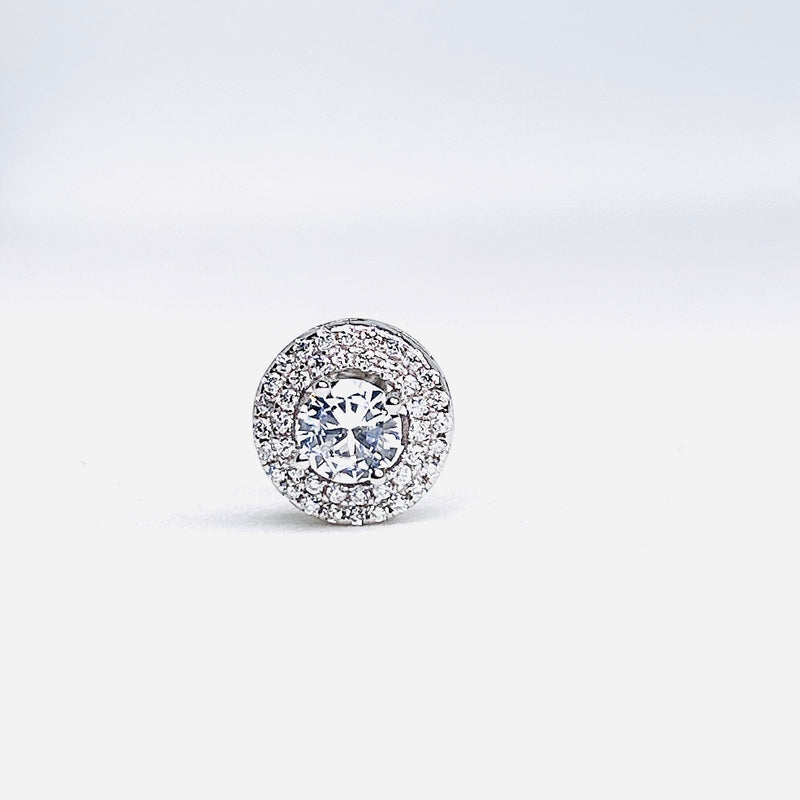 Silver CZ Stone With Round Solitaire Top