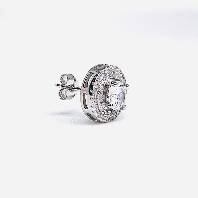 Silver CZ Stone With Round Solitaire Top