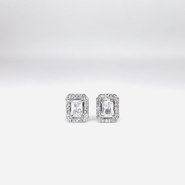 Silver CZ Stone With Square Solitaire Top
