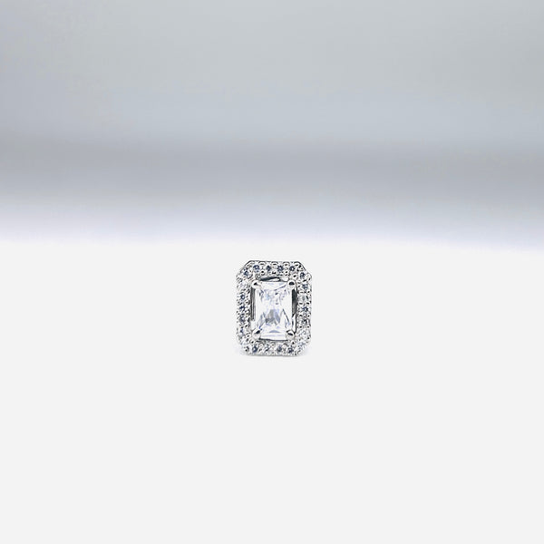 Silver CZ Stone With Square Solitaire Top