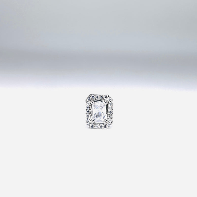 Silver CZ Stone With Square Solitaire Top
