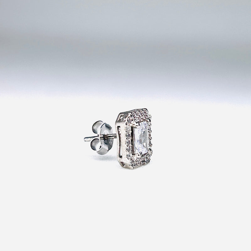 Silver CZ Stone With Square Solitaire Top