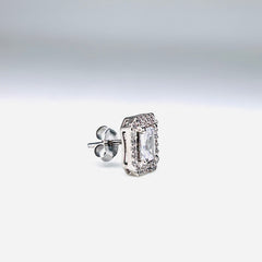 Silver CZ Stone With Square Solitaire Top