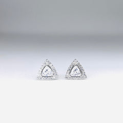 Silver CZ Stone With Triangle  Solitaire Top