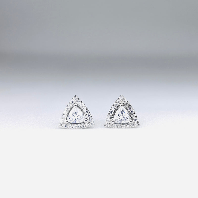 Silver CZ Stone With Triangle  Solitaire Top