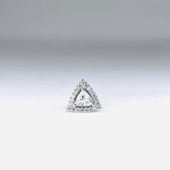 Silver CZ Stone With Triangle  Solitaire Top
