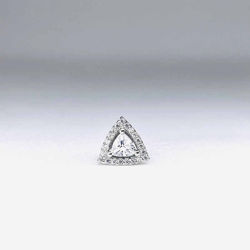 Silver CZ Stone With Triangle  Solitaire Top