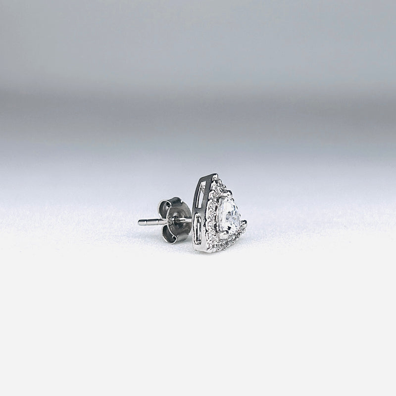 Silver CZ Stone With Triangle  Solitaire Top