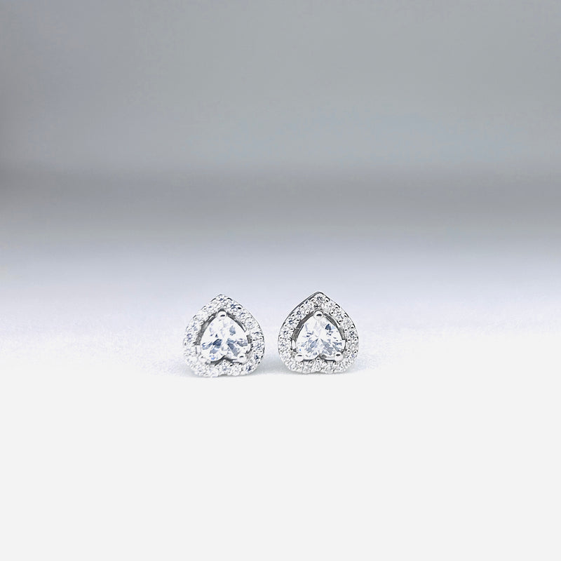 Silver CZ Stone With heart Solitaire Top