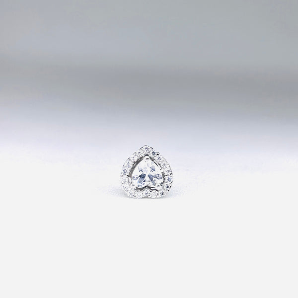 Silver CZ Stone With heart Solitaire Top