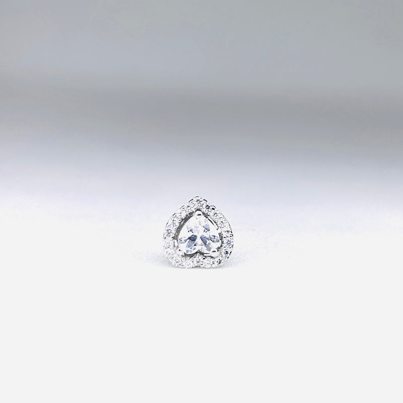 Silver CZ Stone With heart Solitaire Top