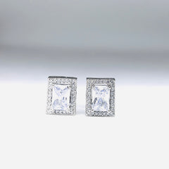 Silver CZ Stone With Square Solitaire Top