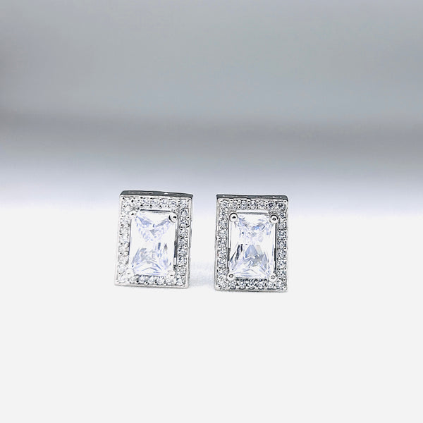 Silver CZ Stone With Square Solitaire Top