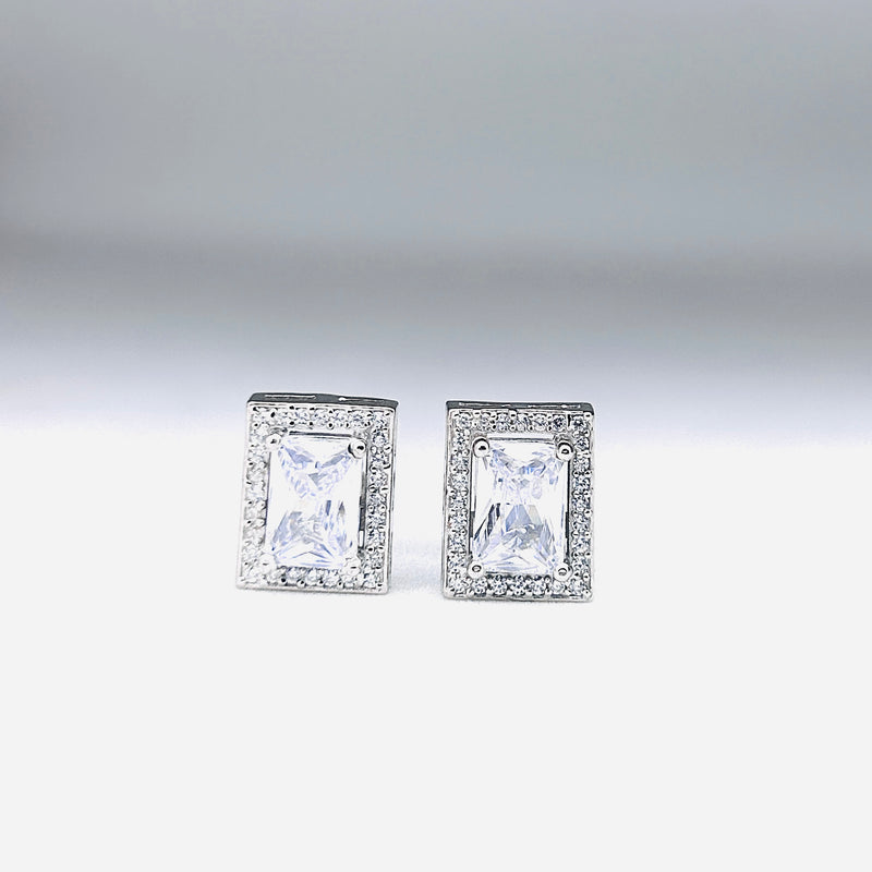 Silver CZ Stone With Square Solitaire Top