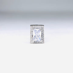 Silver CZ Stone With Square Solitaire Top