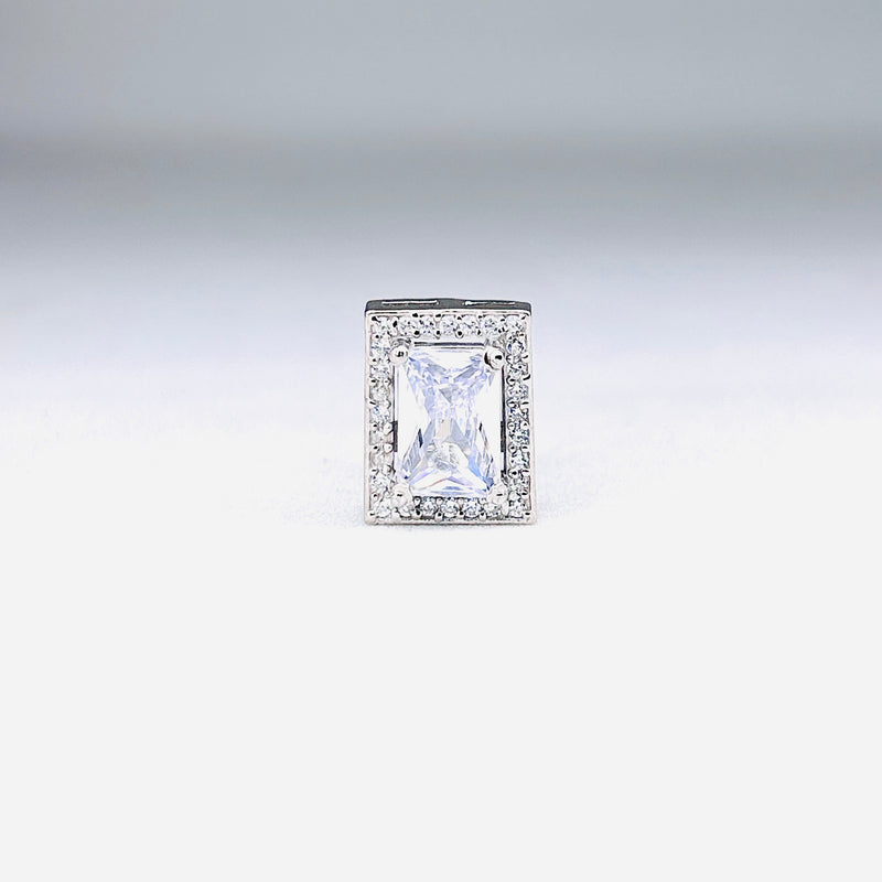 Silver CZ Stone With Square Solitaire Top
