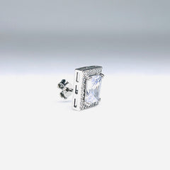 Silver CZ Stone With Square Solitaire Top