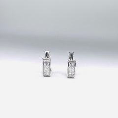 Silver CZ Stone With Double  Line Earring