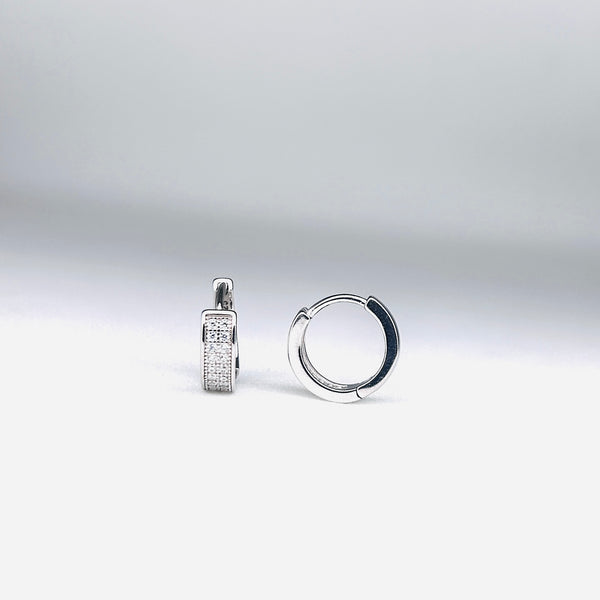 Silver CZ Stone With Double  Line Earring