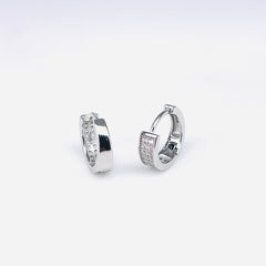 Silver CZ Stone Double Line Solitaire Earring